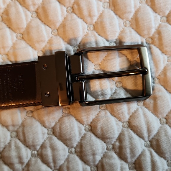 Reversible Mens Belt Bonded Leather Swivel Graphite Buckle Black Brown Size 38 - Picture 11 of 11